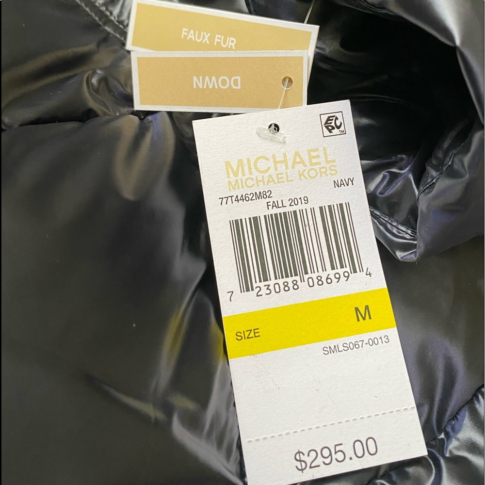 Michael Kors Faux-Fur-Trim Hooded Down Puffer Navy 77T4462M82 - Picture 9 of 10